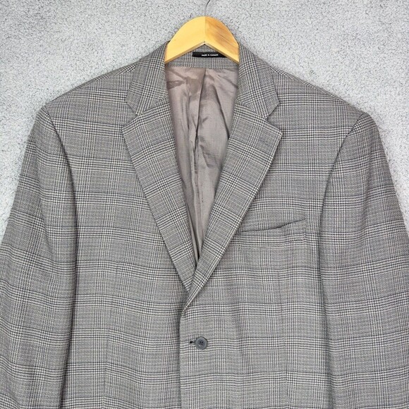 Men’s 46R Wool Blazer Grey Plaid Sport Coat Classic Fit Made in Canada - Picture 2 of 15